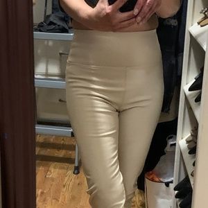 Boston Proper XS Faux Leather Bone / Light Beige Leggings
